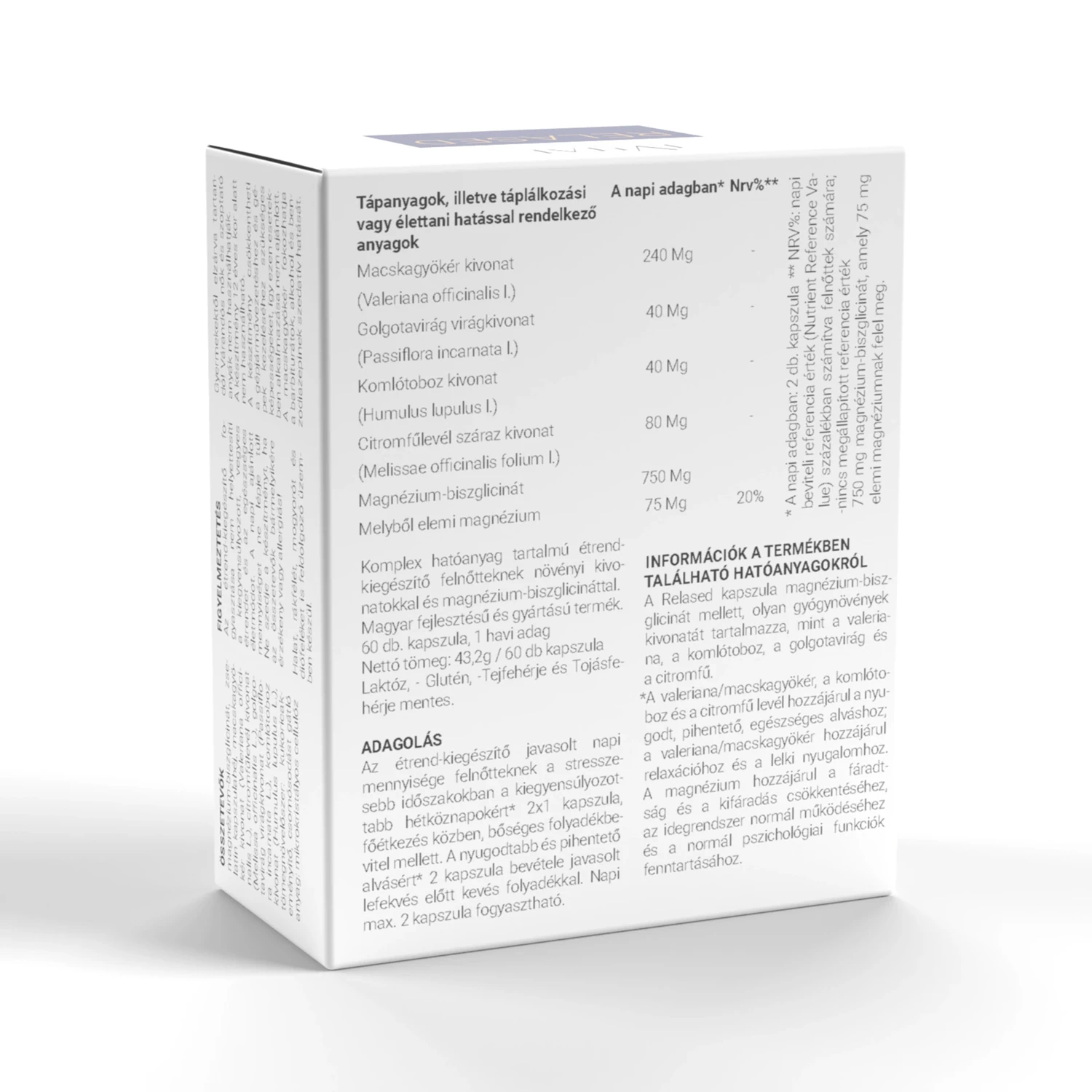 RELASED étrend-kiegészítő kapszula - összetevők és adagolás