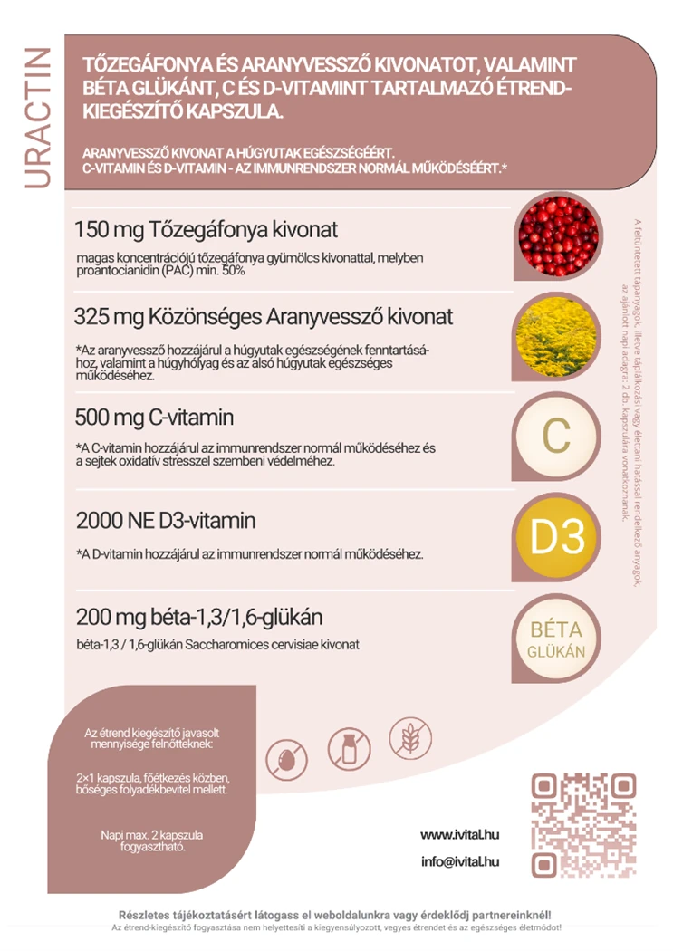 URACTIN étrend-kiegészítő kapszula infografika - összetevők