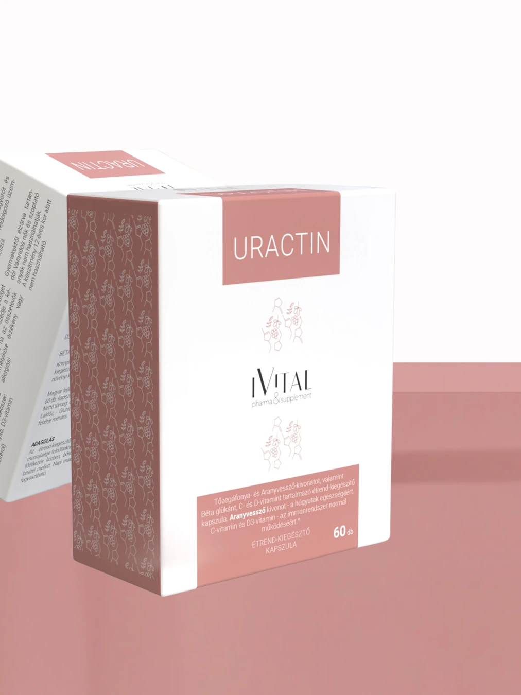 URACTIN étrend-kiegészítő – a termék csomagolása, logóval és márkanévvel.